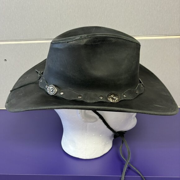 Wide Leather Cowboy/ Cowgirl Western Hat - Picture 8 of 13